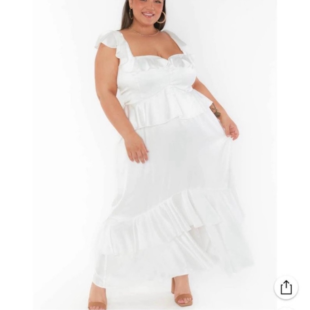 SHOW ME YOUR MUMU Reese White Ruffle Dress Size 1X Bridal Shower Beach Wedding